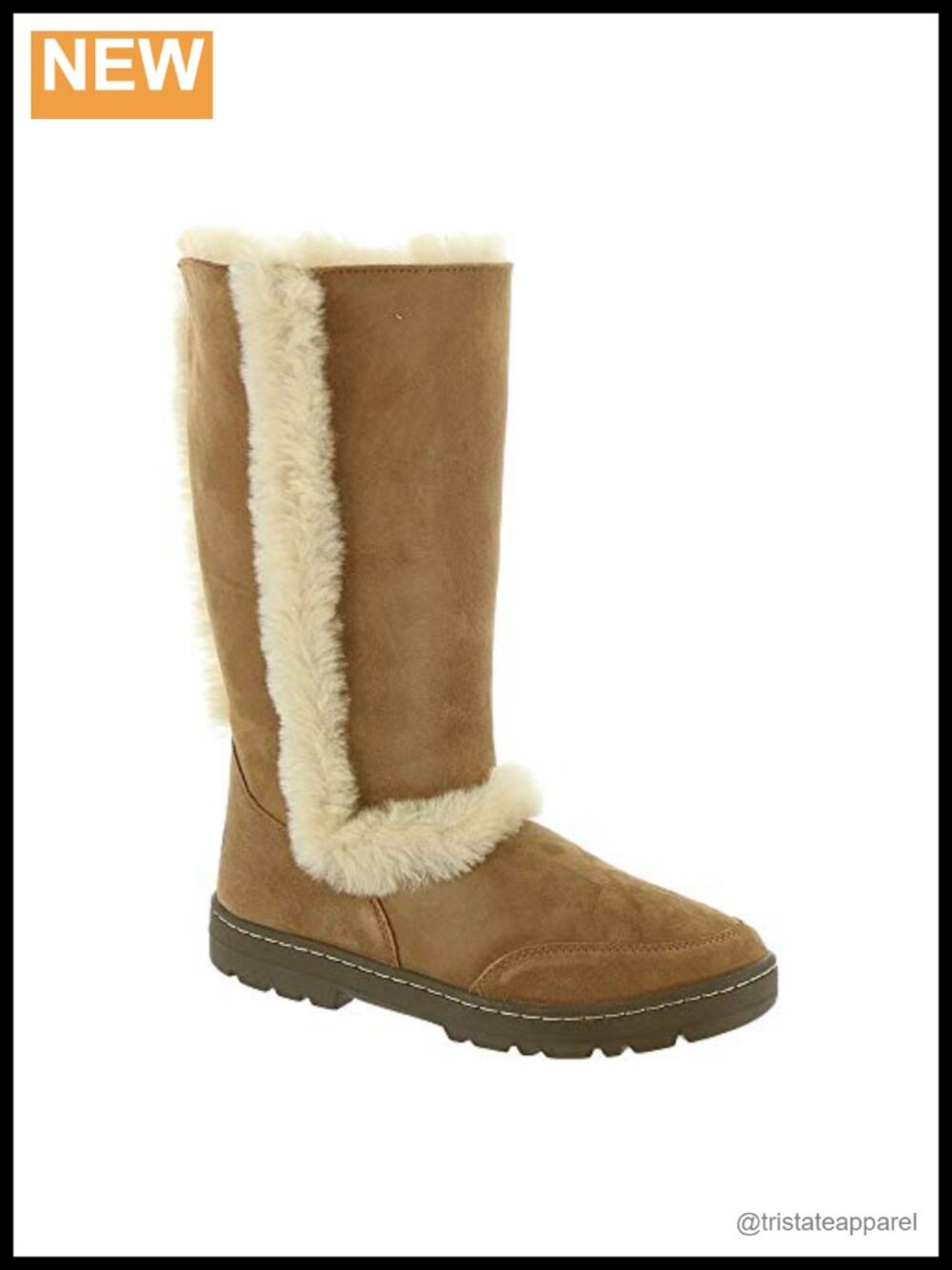 Mid-Calf Sheepskin Snow Boots, Slip-On Water Resistant Winter Boots